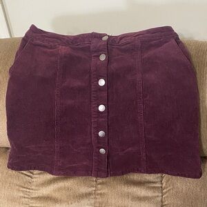 Maurices Plum Corduroy Button-Front Mini Skirt